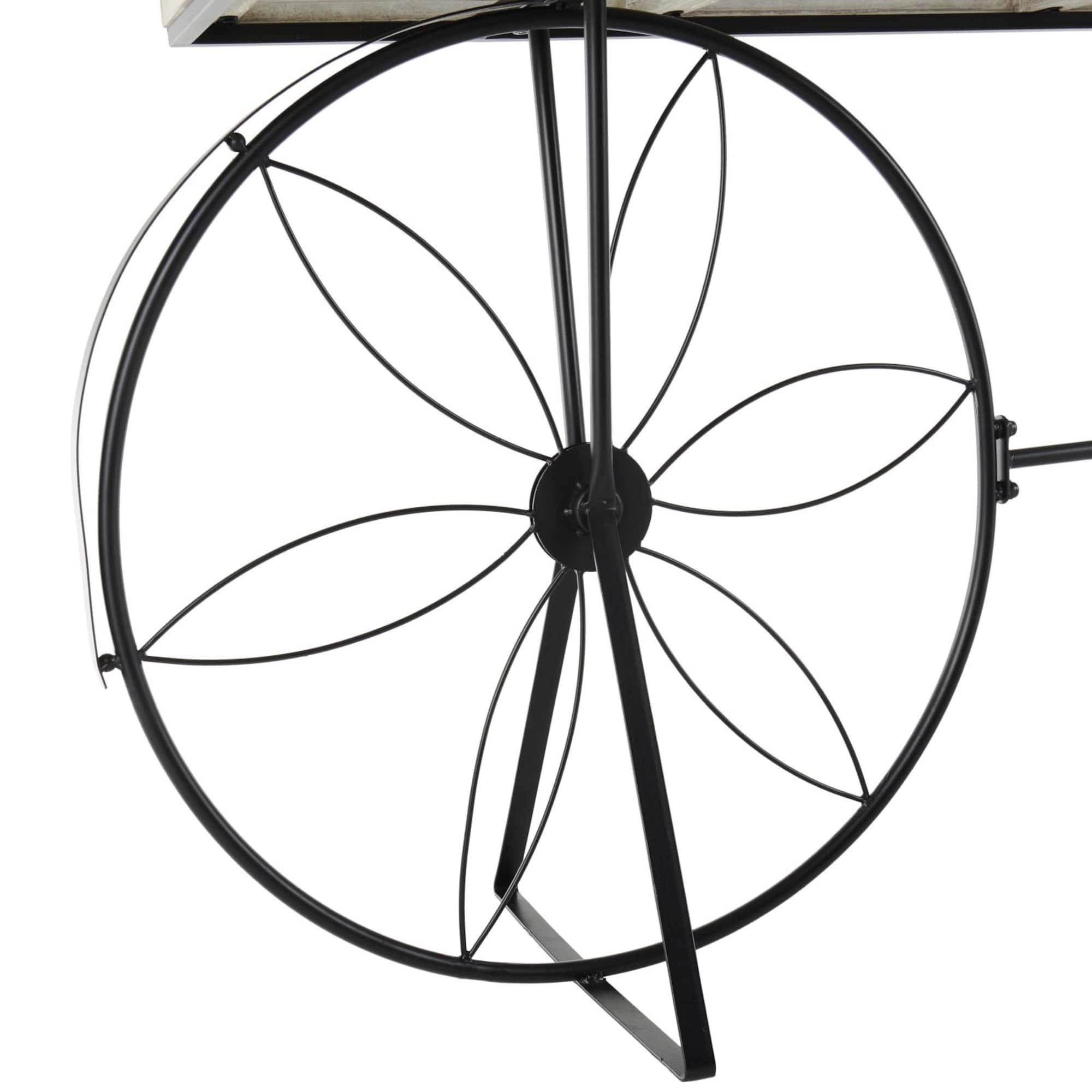 56" Cream Metal Floral Plantstand